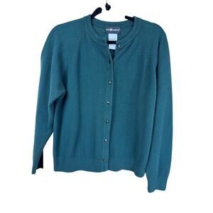 Vintage Hong Kong Y2K Sag Harbor Green Long Sleeve Button Up Raglan Sweater  LG